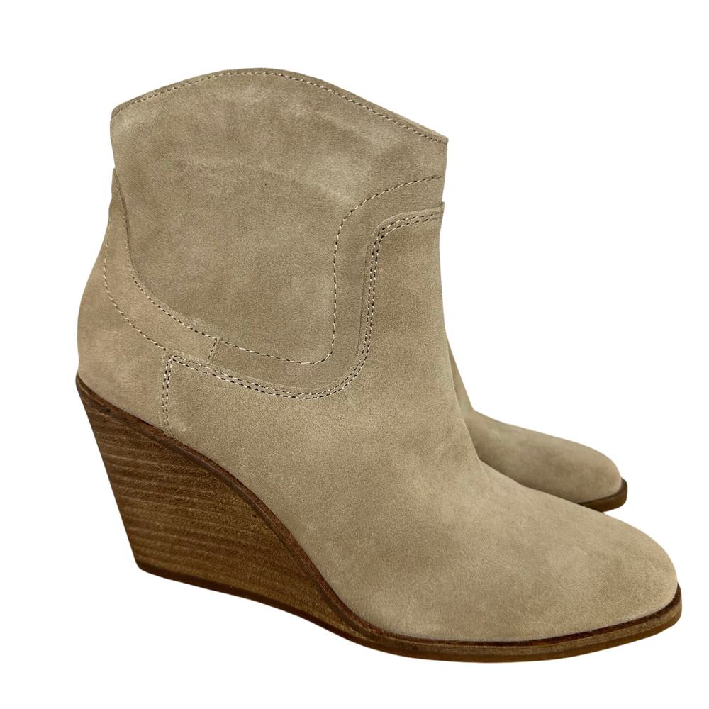 Lucky Brand Wadier Suede Wedge Ankle Bootie Western Boots Size 7.5 NEW